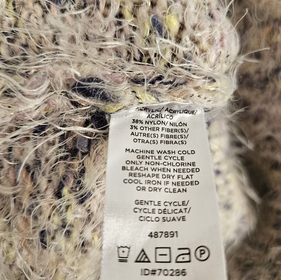 NWOT Lou & Grey yellow tan purple oversized fuzzy sweater Womens XSmall - Picture 7 of 7